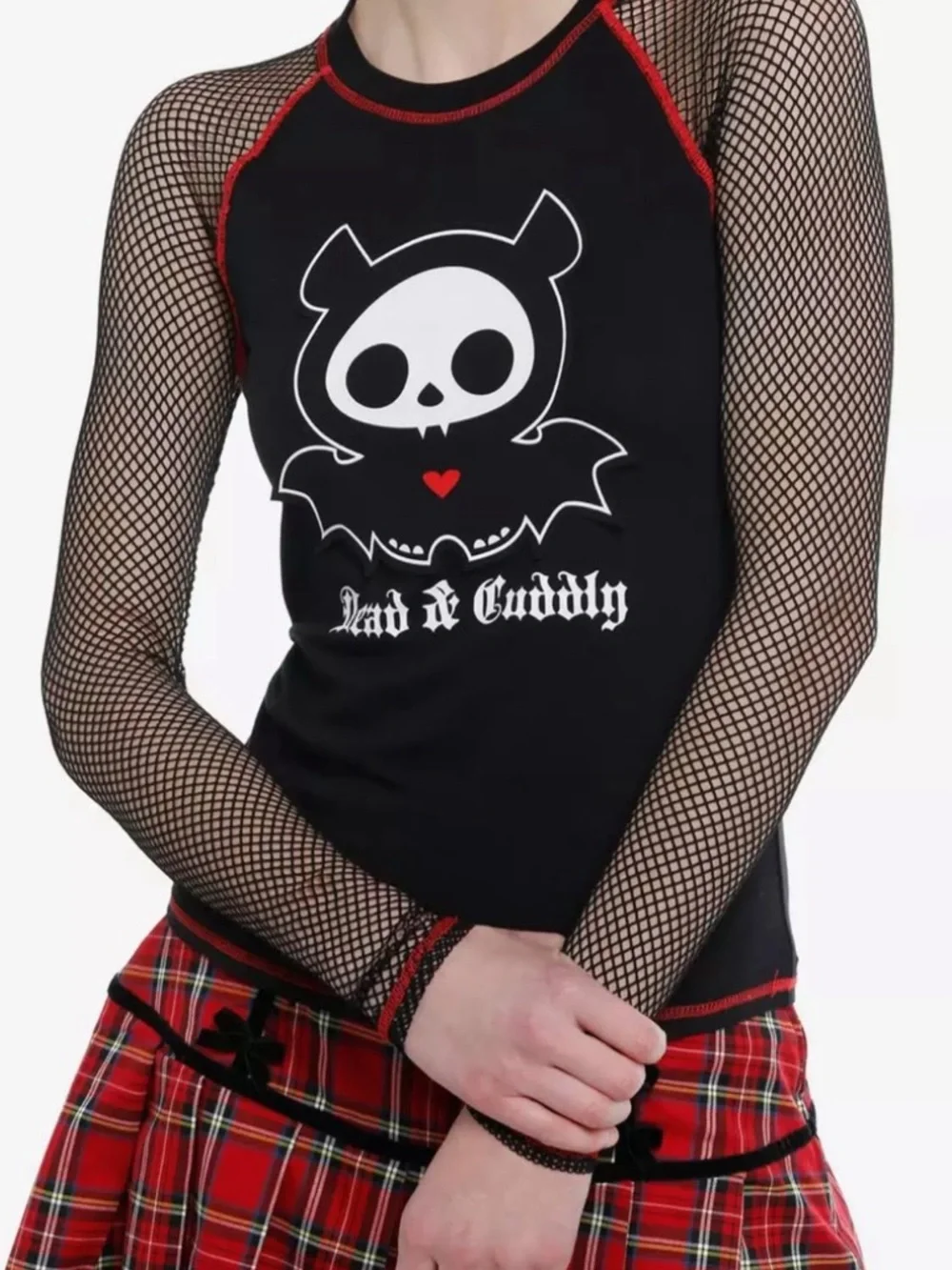 Skelanimals Fishnet Raglan Girls Long-Sleeve Top hot topic sz large - Picture 1 of 1